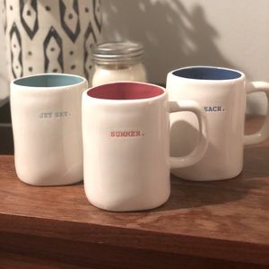 Rae Dunn Set of Three Travel Vacation Mugs